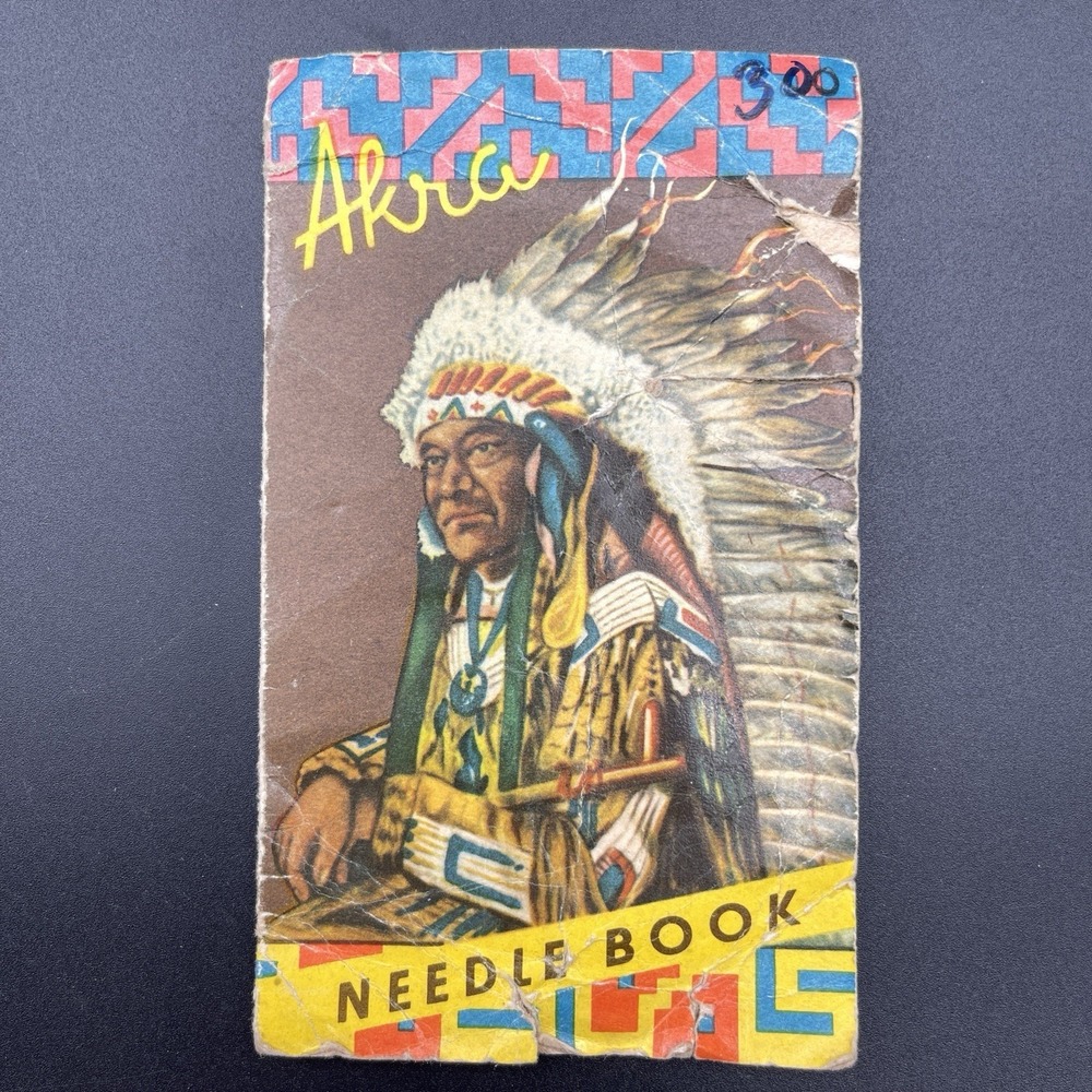 Vintage Akra Needle Book‎ Native American Chief Headdress Czechoslovakia